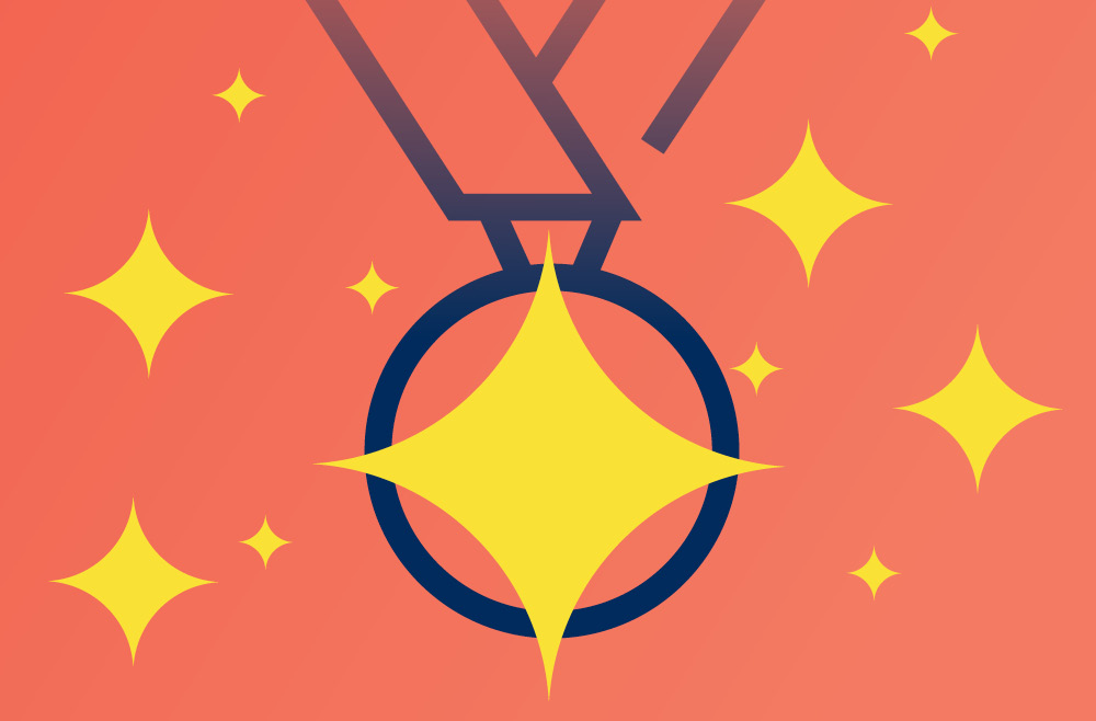 Illustration of award ribbon with stars